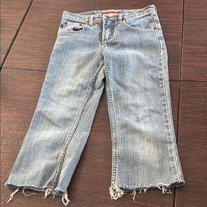 Z. Cavaricci Blue Ankle Cropped Jeans with Frayed Hem